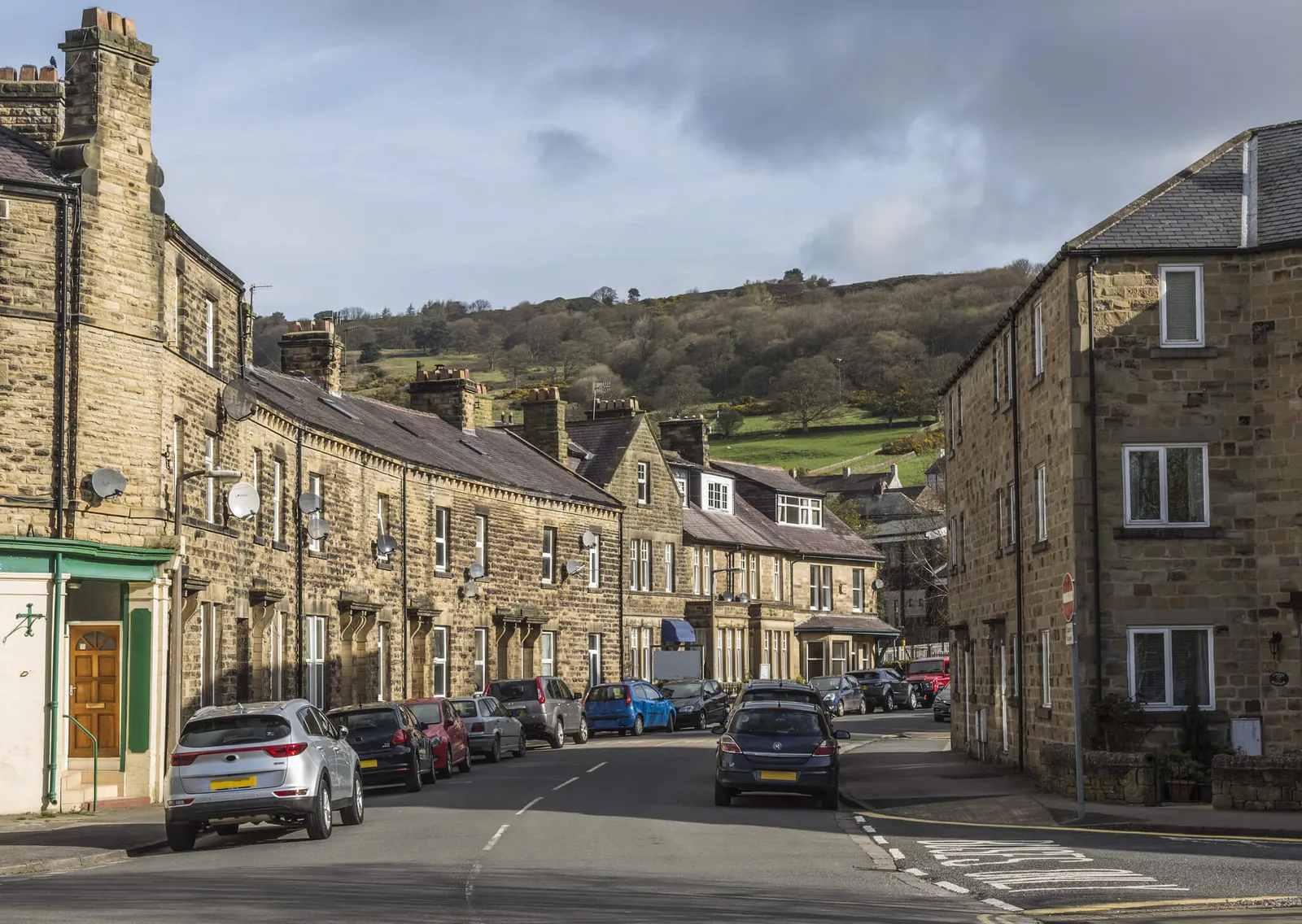 Row of terraced houses in England, UK.